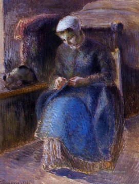 Camille Pissarro Werke - Frau Nähen 1881 Camille Pissarro